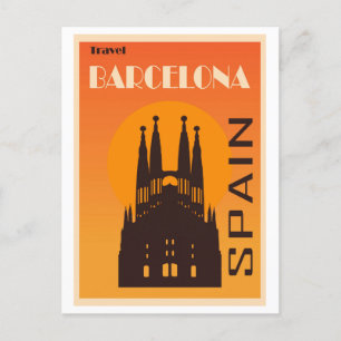 Vintage reizen Barcelona Spanje Briefkaart