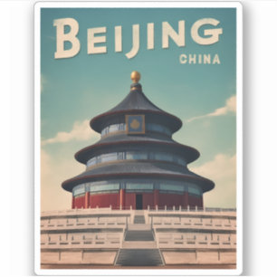 Vintage Reizen Beijing China Retro Schilderachtig Sticker
