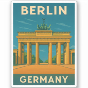 Vintage Reizen Berlijn Duitsland Brandenburger Tor Sticker