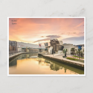 vintage reizen Bilbao Spanje Guggenheim stad Briefkaart