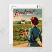 Vintage reizen Bordeaux Frankrijk Retro Schilderac Briefkaart (Voorkant / Achterkant)