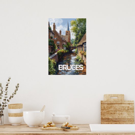 Vintage reizen Brugge Poster (Keuken)