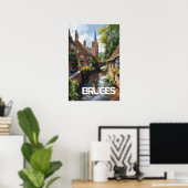 Vintage reizen Brugge Poster (Thuiskantoor)