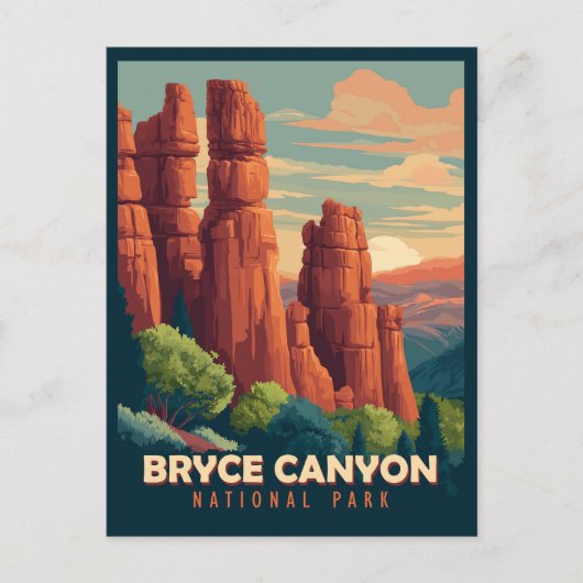Vintage reizen Bryce Canyon National Park Utah Briefkaart (Voorkant)