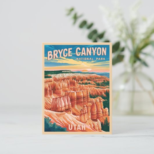 Vintage reizen Bryce Canyon National Park Utah Briefkaart (Staand voorkant)
