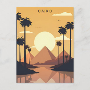 Vintage reizen Cairo Egypte Piramides & Sfinx Giza Briefkaart
