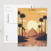 Vintage reizen Cairo Egypte Piramides & Sfinx Giza Briefkaart (Voorkant / Achterkant)