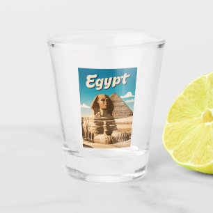 Vintage Reizen Caïro Egypte Pyramid Retro Graphic Shot Glas