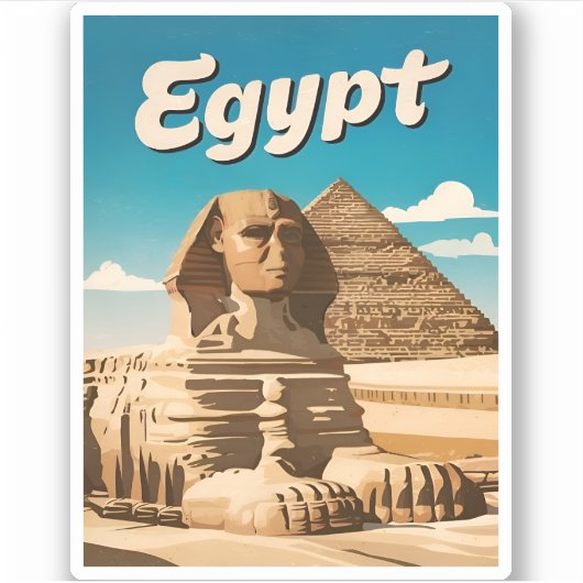 Vintage Reizen Caïro Egypte Pyramid Retro Graphic Sticker (Voorkant)