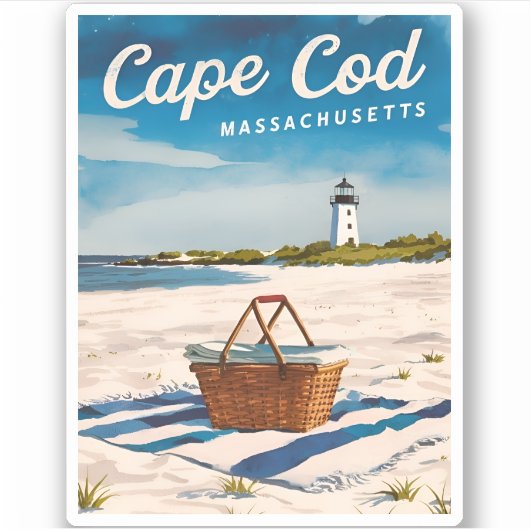 Vintage reizen Cape Cod Massachusetts Beach Retro Sticker (Voorkant)