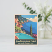 Vintage Reizen Capri Italië Seaside Retro Schilder Briefkaart (Staand voorkant)