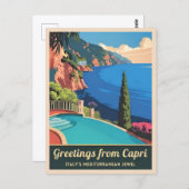 Vintage Reizen Capri Italië Seaside Retro Schilder Briefkaart (Voorkant / Achterkant)