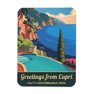 Vintage Reizen Capri Italië Seaside Retro Schilder Magneet