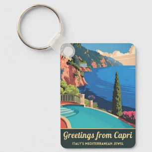 Vintage Reizen Capri Italië Seaside Retro Schilder Sleutelhanger