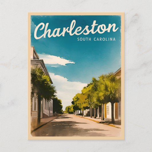 Vintage reizen Charleston South Carolina Retro Briefkaart (Voorkant)