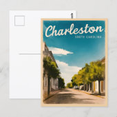 Vintage reizen Charleston South Carolina Retro Briefkaart (Voorkant / Achterkant)