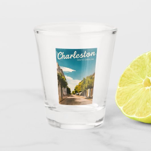 Vintage reizen Charleston South Carolina Retro Shot Glas (Voorkant)