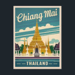Vintage Reizen Chiang Mai Thailand Retro Graphic Briefkaart<br><div class="desc">Stap in het culturele hart van Thailand met dit vintage reisgeïnspireerde ontwerp met Chiang Mai. Geïnspireerd door het rijke erfgoed van de stad en de prachtige tempels,  vangt dit ontwerp de essentie van de tijdloze charme van Chiang Mai in een retro-esthetiek die doet denken aan klassieke reisposters.</div>