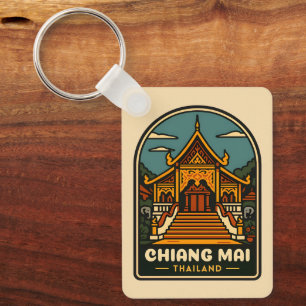 Vintage Reizen Chiang Mai Thailand Retro Sleutelhanger