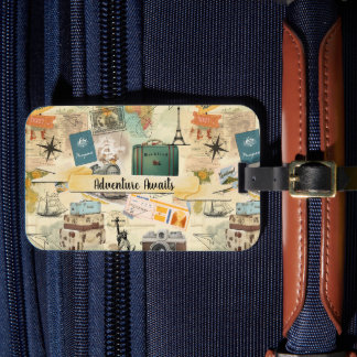 Vintage Reizen Collage Bagagelabel
