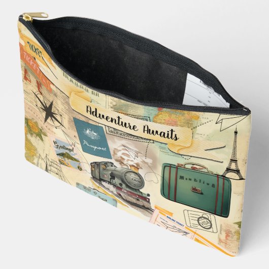 Vintage Reizen Collage Groot Etui (Open)