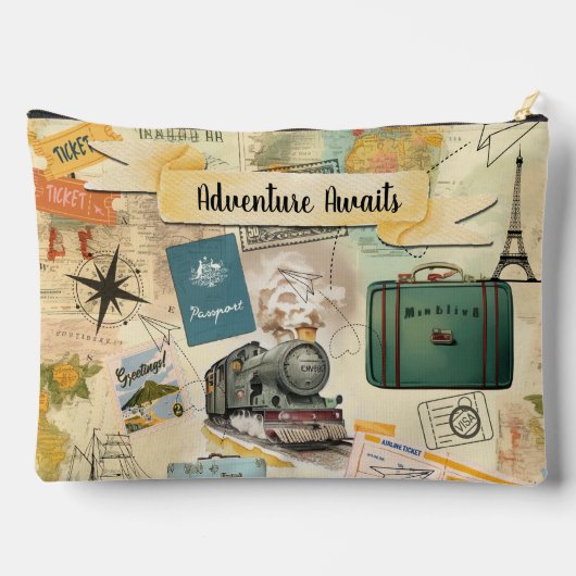 Vintage Reizen Collage Groot Etui (Achterkant)