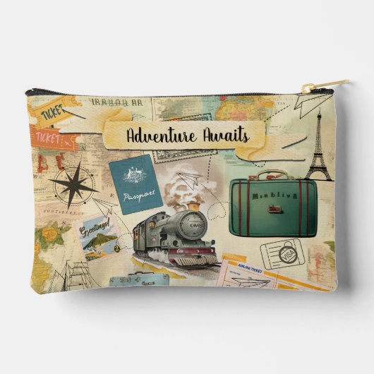 Vintage Reizen Collage Klein Etui (Achterkant)