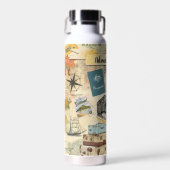 Vintage Reizen Collage Waterfles (Voorkant)