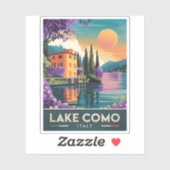 Vintage Reizen Comomeer Italië Zonsondergang Schil Sticker (Vel)