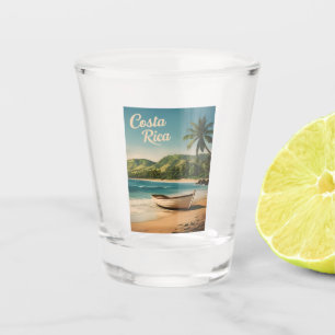 Vintage Reizen Costa Rica Aan Zee Retro Schilderac Shot Glas