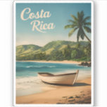 Vintage Reizen Costa Rica Aan Zee Retro Schilderac Sticker<br><div class="desc">Stap in het tropische paradijs van Costa Rica met dit fascinerende,  op retro reizen geïnspireerde ontwerp. Dit ontwerp is doordrenkt met nostalgie en  charme en toont de schilderachtig schoonheid van de iconische stranden van Costa Rica in een retro-esthetiek die doet denken aan klassieke reisposters van weleer.</div>