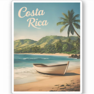 Vintage Reizen Costa Rica Aan Zee Retro Schilderac Sticker