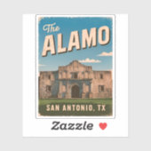 Vintage Reizen De Alamo Texas Retro Graphic Sticker (Vel)