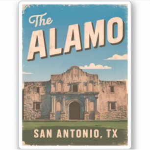 Vintage Reizen De Alamo Texas Retro Graphic Sticker