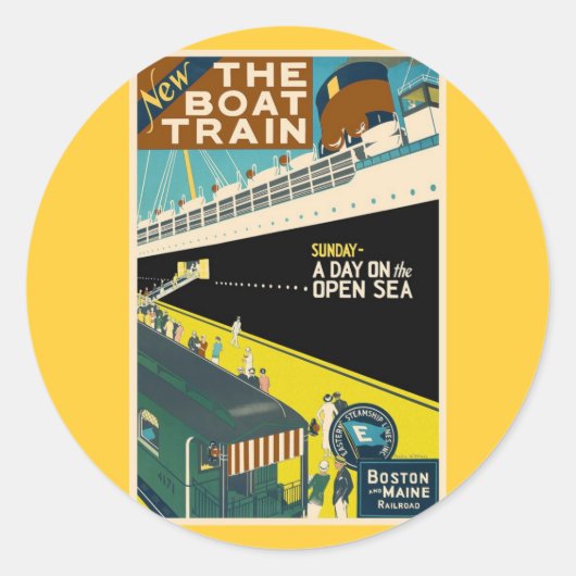 Vintage reizen - De trein boot Ronde Sticker (Voorkant)