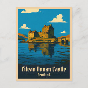 Vintage Reizen Eilean Donan Castle Schotland Retro Briefkaart