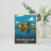 Vintage Reizen Eilean Donan Castle Schotland Retro Briefkaart (Staand voorkant)