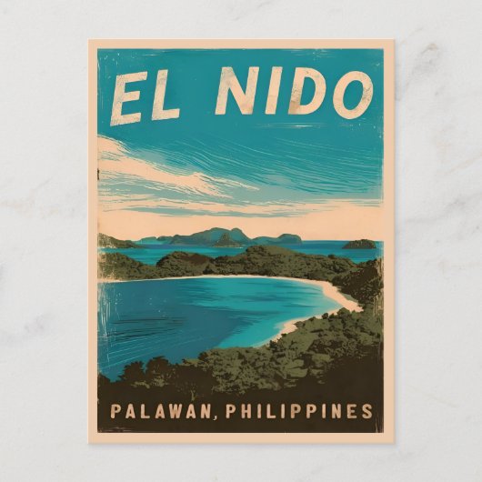 Vintage reizen El Nido Filippijnen Retro Schildera Briefkaart (Voorkant)