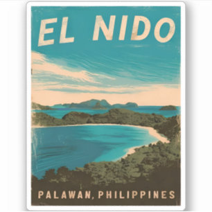 Vintage reizen El Nido Filippijnen Retro Schildera Sticker