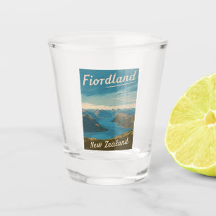 Vintage Reizen Fiordland Nieuw-Zeeland Retro Schil Shot Glas