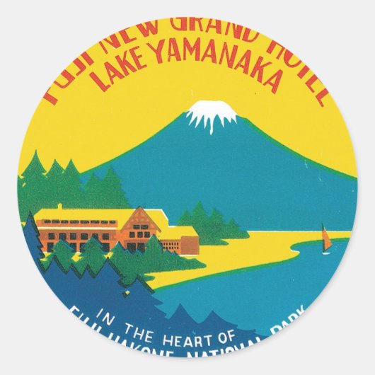 Vintage reizen Fuji Japan Hotel Label Art (Voorkant)