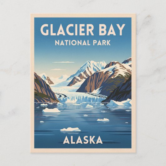 Vintage Reizen Glacier Bay Nationaal Park Alaska Briefkaart (Voorkant)