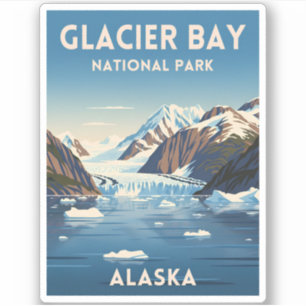 Vintage Reizen Glacier Bay Nationaal Park Alaska Sticker