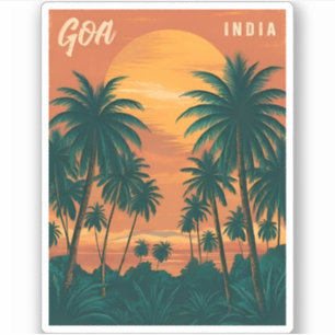 Vintage Reizen Goa India Aan Zee Retro Schilderach Sticker
