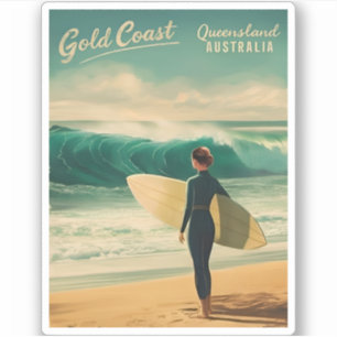 Vintage Reizen Goudkust Australië Retro Schilderac Sticker
