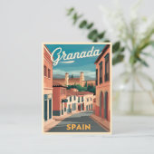Vintage Reizen Granada Spanje Retro Graphic Briefkaart (Staand voorkant)