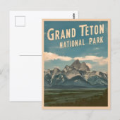Vintage Reizen Grand Teton Nationaal Park Landscha Briefkaart (Voorkant / Achterkant)