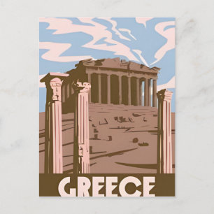 Vintage reizen Griekenland Santorini Athene Kreta  Briefkaart