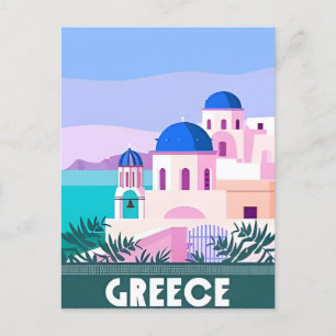 Vintage reizen Griekenland Santorini Athene Kreta Briefkaart