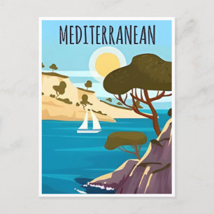 Vintage Reizen Griekenland Santorini Middellandse  Briefkaart